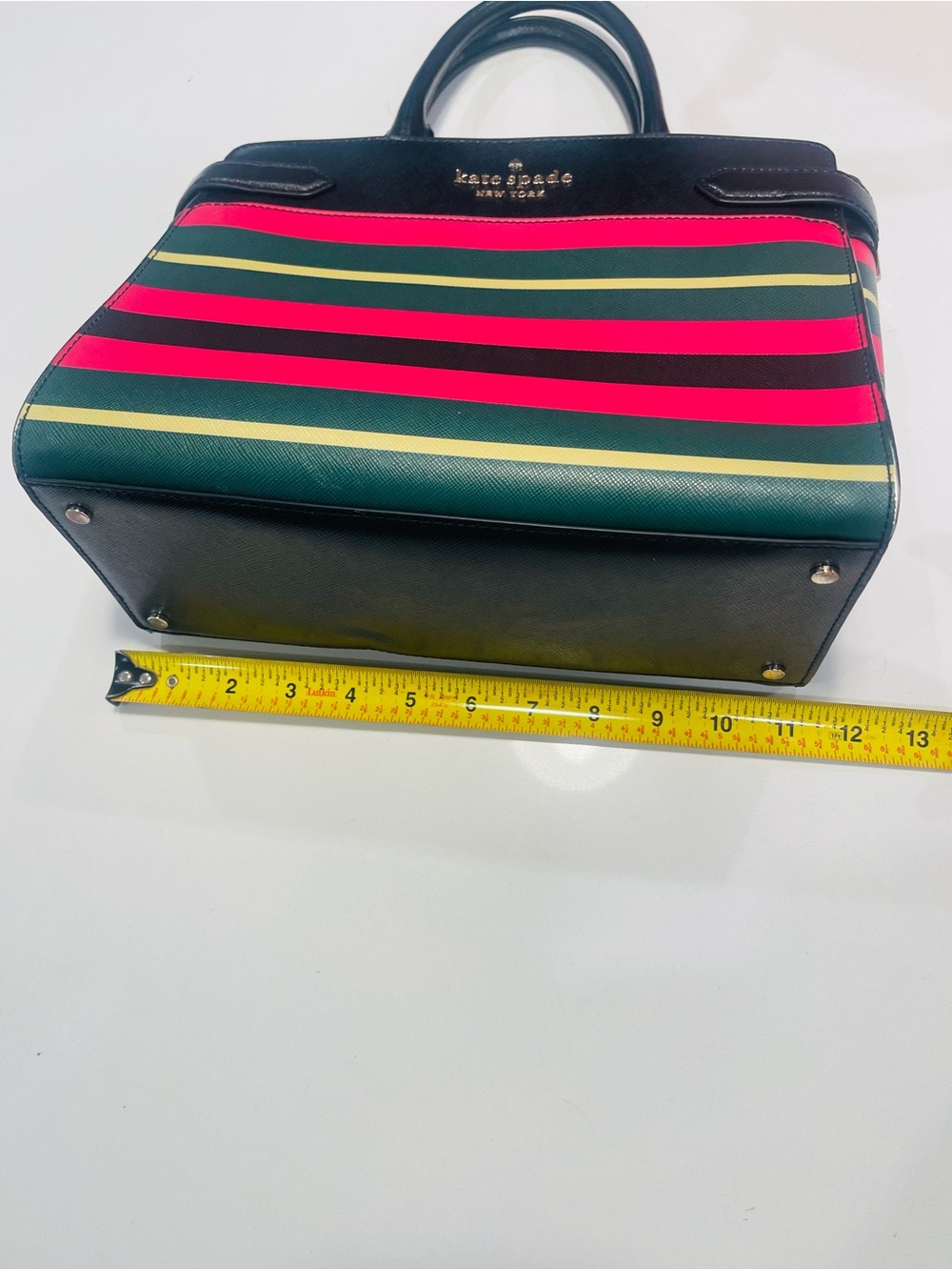 kate spade Black Satchel with Pink and Green Striped Front - Picture 9 of 9